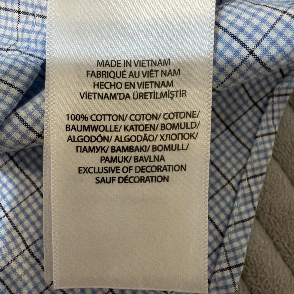 Ralph Lauren Long Sleeve Button Down Men's Shirt Classic Fit Large Blue Check